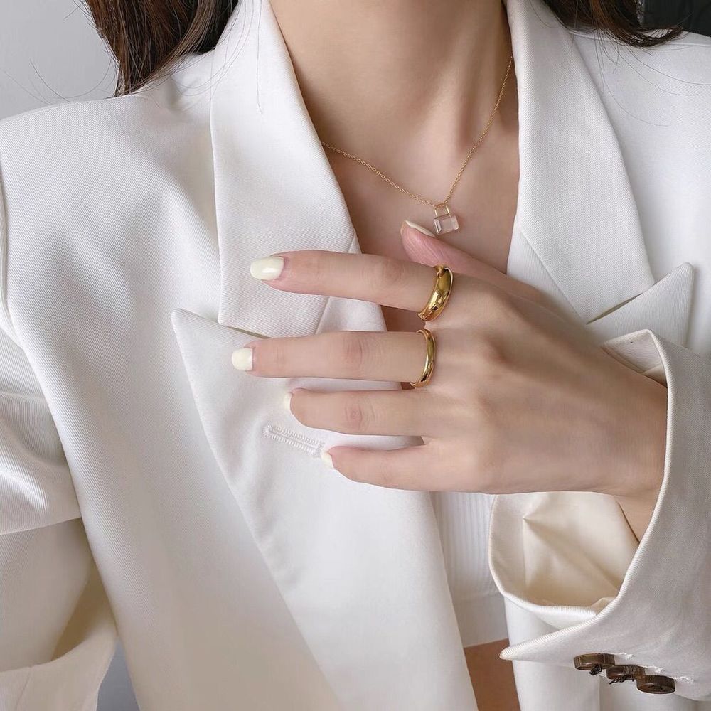 18K Thick Gold Plated Minimalistic Narrow Dome Ring - Picture 14 of 14